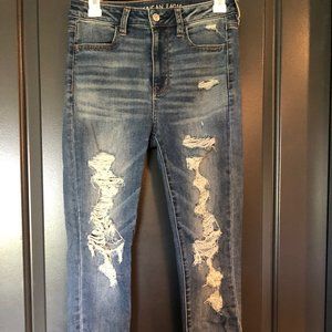 American Eagle High-Waisted Ripped Jeans